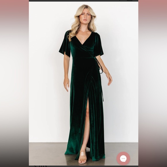 Baltic Born Dresses & Skirts - Baltic Born Meghan Velvet Wrap Maxi Dress, XL, Emerald